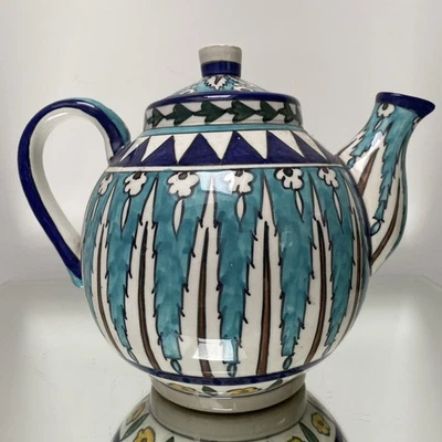 Moroccan Ceramic Teapot Moorish Armenian Jerusalem Pottery - Image 1 of 4