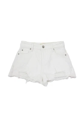 Shorts jeans feminino Alice + Olivia algodão desgastado bainha crua branco tamanho 24 - Imagem 1 de 4