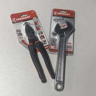 "Lote de 2 herramientas de mano Crescent nuevas, alicates Lineman, llave ajustable de 10""" Foto 1 de 3