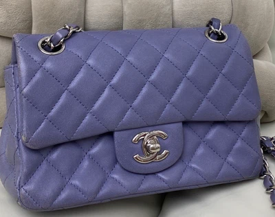 Chanel Clásico Solapa Grande Mini Cadena Bolso de Hombro Púrpura Mujeres Diseñador Diamante Foto 1 de 4