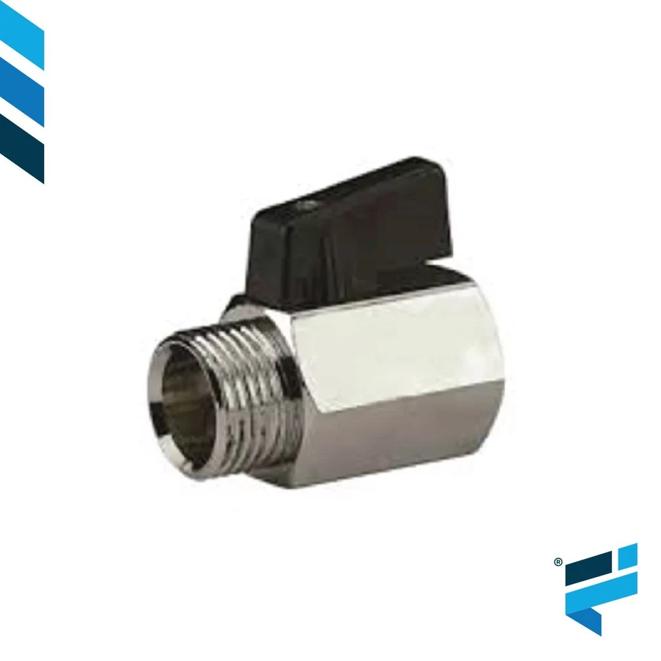 MINI VALVOLA A SFERA MIGNON MASCHIO-FEMMINA DA 1/8"  A 3/4" OTTONE CROMATO - Immagine 1 di 1