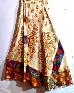 Incredible-art Vintage Silk Sari Magic Wrap Skirt Reversible Double Layer skirt - Picture 1 of 6