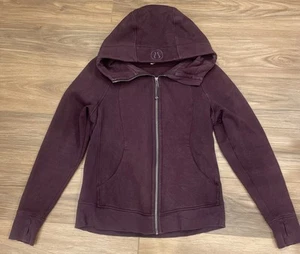Lululemon Scuba Hoodie Damengröße 12 burgunderrot durchgehender Reißverschluss Taschen Outdoor Wandern - Bild 1 von 6