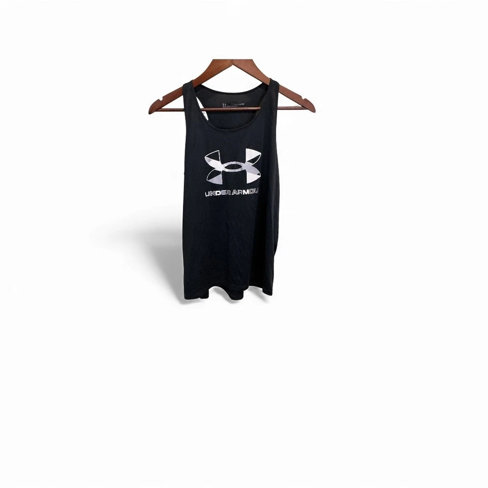 Under Armour HeatGear Tank Top Youth XL Black Sleeveless Logo Tee - Image 1 of 4