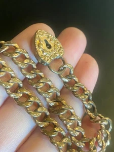 Antique Edwardian 9ct? Gold-Filled Heart Padlock Fob Bracelet Engrave Curb Chain - Picture 1 of 24