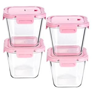 4 Pack Glass Meal Prep Containers,4 Cup Glass Soup Storage Containers with Li... - Picture 1 of 6
