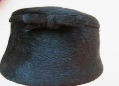 1950s Black Pill Box Chante Hat by Schachter New York Paris Helios Black Cloche - Image 1 of 4