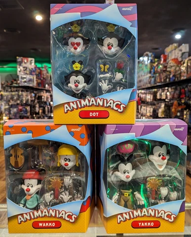 Set of (3) Super7 Animaniacs Ultimates Yakko, Wakko, & Dot Action Figures Cover