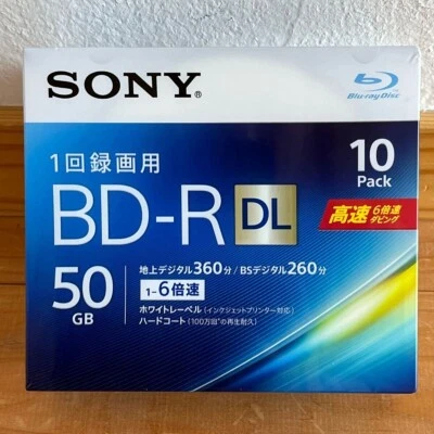 Sony BD-R DL 50GB 10-Pack 6X Dual Layer Blu-ray Discs High Speed Japan New - Image 1 of 2