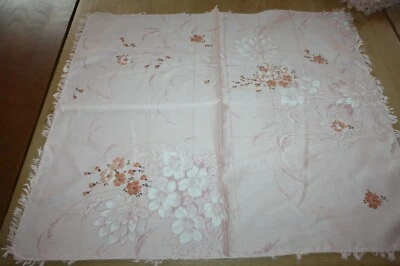 Service de table N°51 nappe 163 x 123 cm  +6 serviettes rose  fleurs polycoton - Photo 1/4