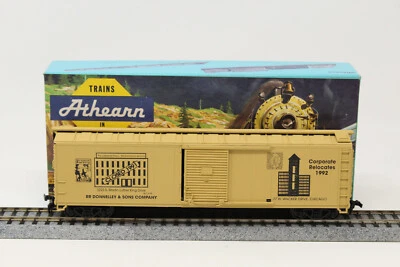 HO Athearn Blue Box 50' Box Car RR Donnelley & Sons Corporate Relocates 1992 - Image 1 of 4