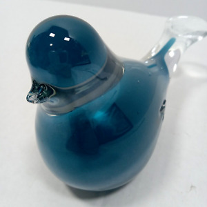 Blue Bird Blown Glass Dove Figurine Paperweight Shelf Decor