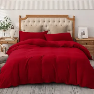 100% Brushed Fabric Duvet Cover With Pillowcase Soft Quilt Bedding Set All Size - Picture 1 of 118