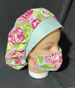 Scrub Hat With Matching Mask. Hat Is Adjustable And Has Buttons. - Picture 1 of 2