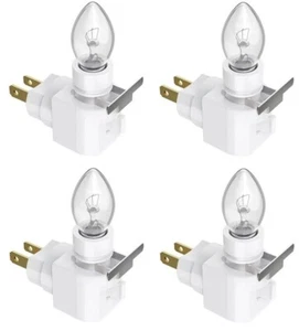 Lot of 4 White Plug In Night Light W/Bulb 4 Watt On/Off Switch W/Rotating Base - Picture 1 of 4