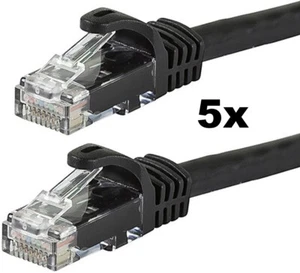 5 Stück 0,5m RJ45 Netzwerk Kabel Cat5e Ethernet Patch-Kabel LAN DSL 50cm schwarz - Bild 1 von 1