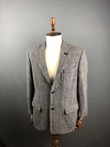Harris Tweed Blazer Wool Gray Men Size 24 - Picture 1 of 13