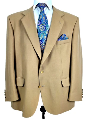 New with Vintage Tags L.L. Bean Twill Blazer, Camel Brown, Gold Buttons 50 USA - Image 1 of 4