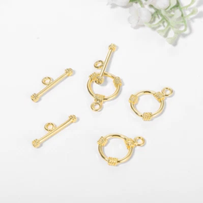 10pcs Gold Round Ring Toggle Clasp,Circle Toggle Clasp,Bracelet Connector Clasp - Image 1 of 4