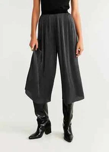 MANGO MNG WOMEN BLACK Pleated Palazzo CROP Trousers NEW WITH TAG SIZE 10 M - Picture 1 of 4