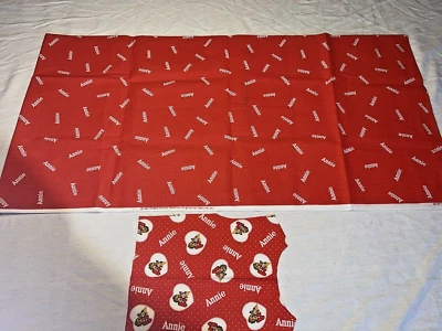 2.3 ydL x 44" W "Annie" red cotton(?) fresh bolt cut, tiny white polka dots - Image 1 of 4