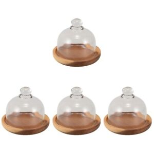 4pcs Mini Cake Serving Plate With Dome Small Food Plate Cupcake Dish