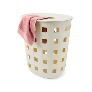 80L Trellis Laundry Hamper - Beige Polypropylene 59.1cm (H) X 52.5cm (W) X 43.5 - Picture 1 of 8