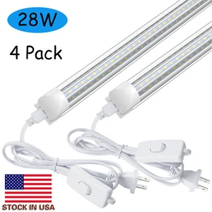 4pcs 2FT LED Tube Lights T8 28W 5000K-6500K Shop Light Fixtures Garage Cabinet - Picture 1 of 16