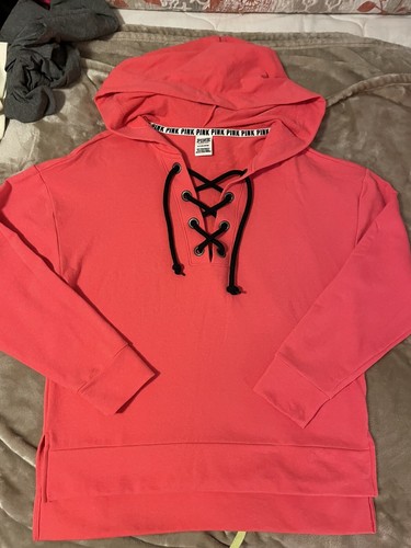 UNDERCOVER Felpa con cappuccio Victorias Secret ROSA oversize corallo Xsmall nuova senza etichetta