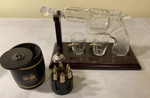Revólver de whisky jarra de vidrio con piedras de bala de whisky dorado - Imagen 1 de 5