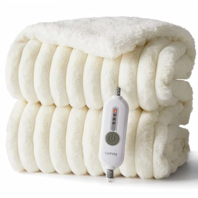 Electric Blanket Heated Throw, Heated Blanket Cozy Faux Rabbit Fur with 4 Hea... - Image 1 of 4