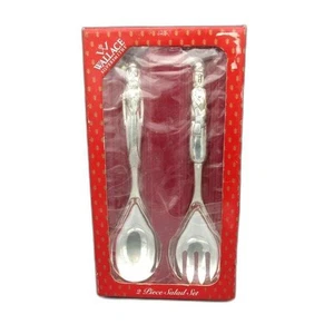 Wallace Silverplate Natale Babbo Natale/Pupazzo di Neve Set Servizio Insalata 2pz - Foto 1 di 4