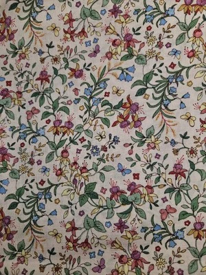 VTG HTF Concord The Kesslers Flowers & Butterflies Cotton Fabric 4 Yrds X 45"W - Image 1 of 4