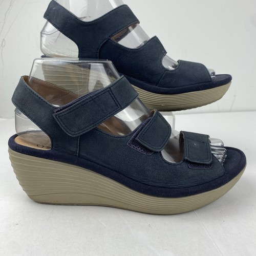 Sandali Clarks Collection donna 6 5M Reedly Juno zeppa pelle navy