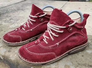 Josef Seibel Women’s Red Suede Lace-Up Shoes EU 36 UK 3 Comfort / Casual VGC - Picture 1 of 24