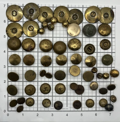 Antique Vintage Brass Button 60 Piece Mixed Lot Some Waterbury Superior - Image 1 of 4