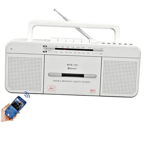 Cassette Player Boombox, Portable AM/FM Radio Stereo with Bluetooth, USB, Dual - Imagen 1 de 7