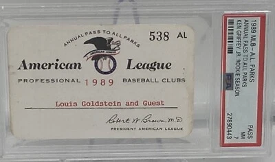 1989 Ken Griffey Jr Debut/First Hit/HR PSA Ticket Pass POP 2 Seattle Mariners⚾️ - Image 1 of 4