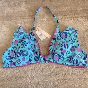 Nanette Lepore Neu mit Etikett drahtloses Neckholder-Bikini-Top Paisley blau lila: 14 - Bild 1 von 8