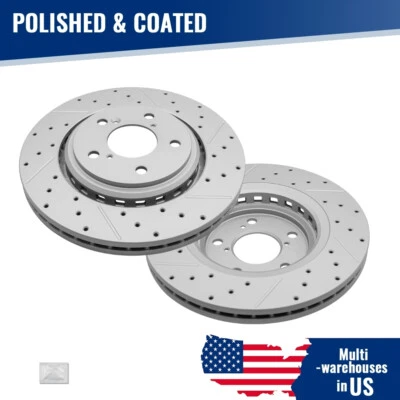 Front Drilled Brake Rotors for Honda Odyssey Pilot Ridgeline Passport Acura MDX - Image 1 of 4