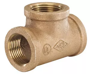(Drinking Water Safe) 1-1/4" NPT Female Lead Free Brass Tee T Fitting - Picture 1 of 2