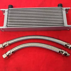 CLASSIC MINI 13 ROW OIL COOLER & PAIR OF BRAIDED STAINLESS STEEL HOSES KIT  - Picture 1 of 1