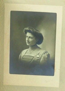 Antique Photograph Victorian Woman Portrait Cabinet Photo Studio Mat Card Sepia - Picture 1 of 12