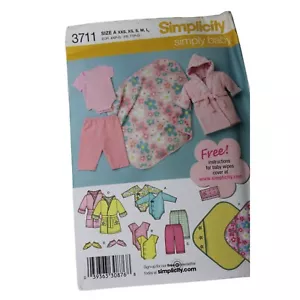 Simplicity 3711 Sewing Pattern Baby Layette One Piece Robe Booties UNCUT 91204 - Picture 1 of 3
