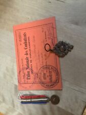  FRENCH NATIONAL UNION OF COMBATANTS MEDAL +membership card