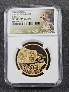 ๐ 2016 South Africa 200 Rand Big Cats CHEETAH 1 oz .9999 Proof Gold NGC PF70 - Picture 1 of 4