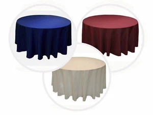 9 ROUND 120" inch Tablecloth Polyester WEDDING 25 COLOR 5' Ft table cover USA - Picture 1 of 24