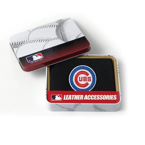 MLB Chicago Cubs Embroidered Genuine Cowhide Leather Trifold Wallet Cover