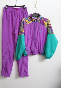 EUC VTG L/M Abstract Women's Reebok Colorblock Print Windbreaker Jacket Set - Picture 1 of 14