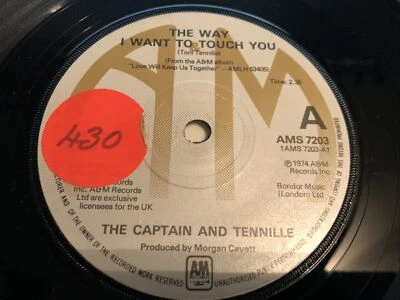 The Captain And Tennille - The Way I Want To Touch You 7" Vinyl Single Record - Image 1 of 4